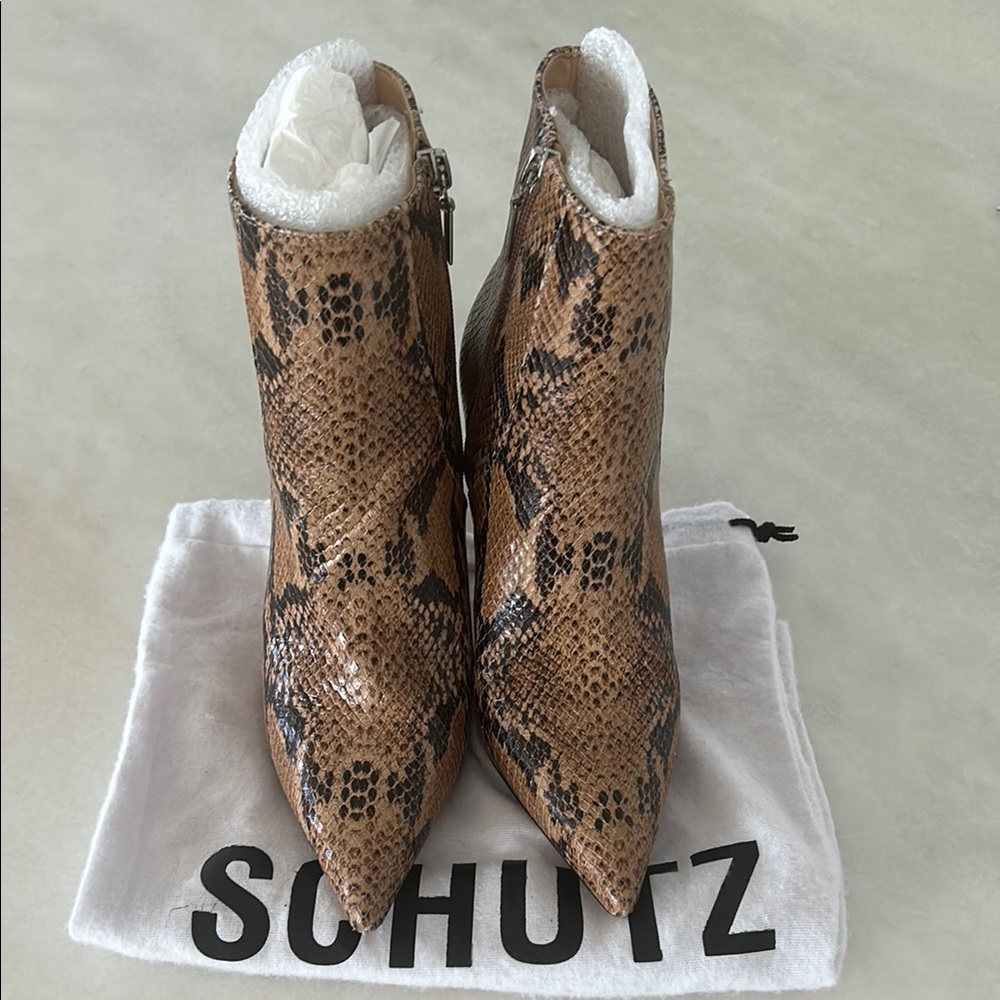 Schutz Women's Snake Print Ankle Boots